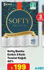 SOFTY BAMBU KATKILI 3 KATLI TUVALET KAĞIDI 40'LI